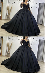 Black Long Sleeve Ball Gown Wedding Dresses Prom Dress